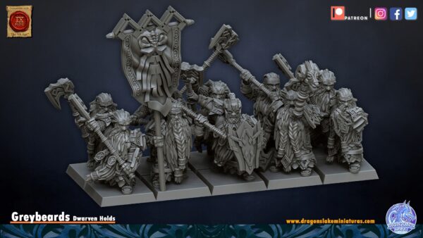 Dwarven Greybeards - DL Miniatures - Druk 3D