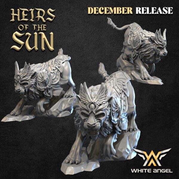 Lion Attack x5 - White Angel Miniatures