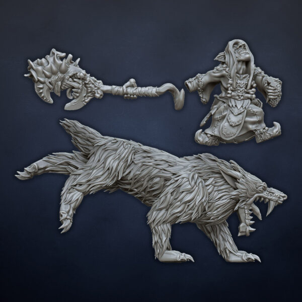 Goblin witch on Wolf - x1