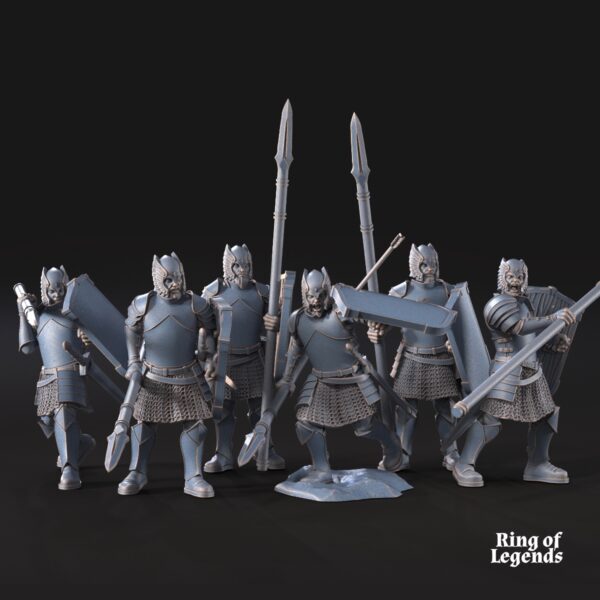Grey Castle warriors with spears ft- x6