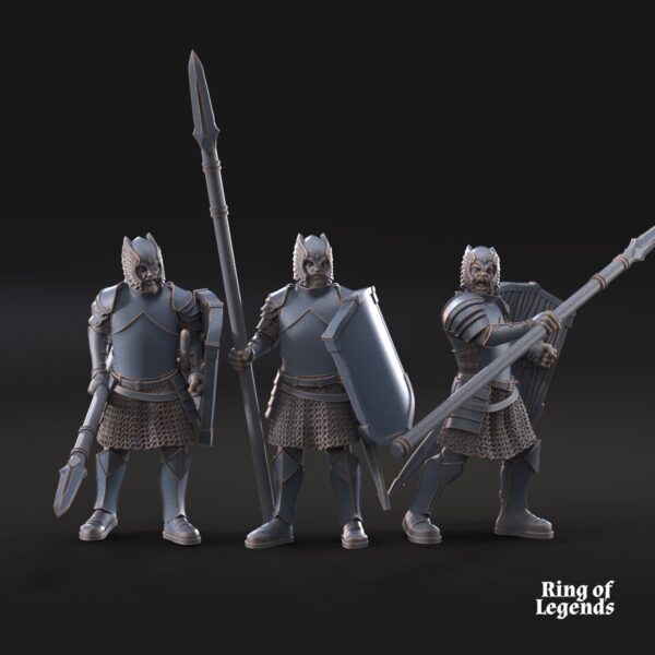 Grey Castle warriors with spears ft- x6