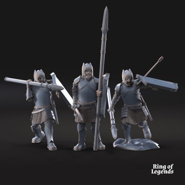 Grey Castle warriors with spears ft- x6