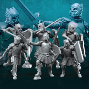 Grey Castle Warriors with swords- x6