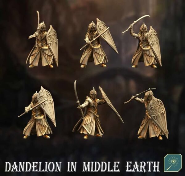 Golden Wood Elf Footmen (Swordman with Shield) - x12