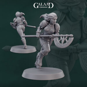 Female fighter charge axe