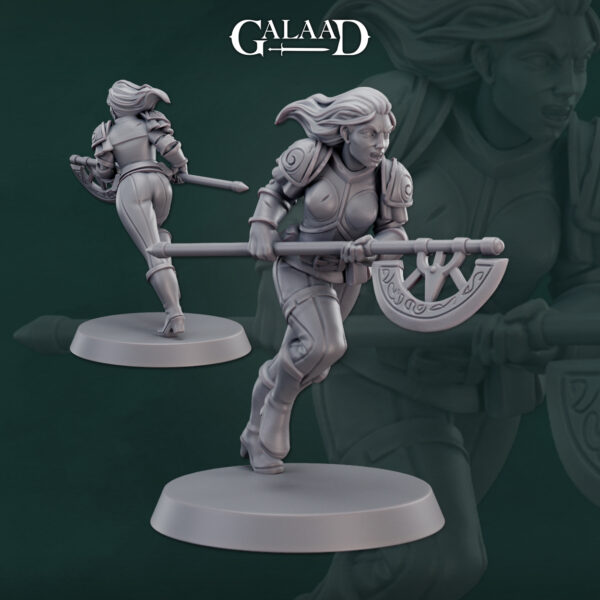 Female fighter charge axe