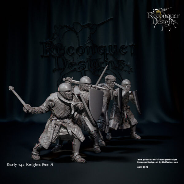 Early 14c Knights Set A on Foot - x4