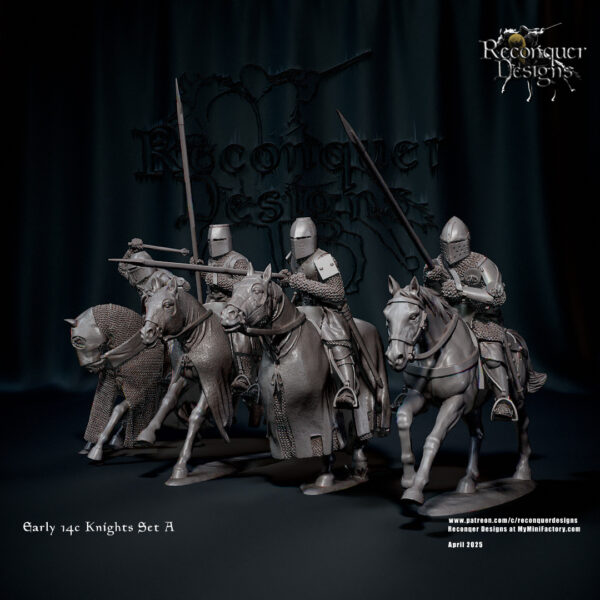 Early 14c Knights Set A Mounted - x4